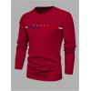 imageSOLY HUX Mens T Shirts Letter Print Long Sleeve Round Neck Tee TopsBurgundy Letter