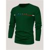 imageSOLY HUX Mens T Shirts Letter Print Long Sleeve Round Neck Tee TopsDark Green Letter