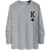 imageSOLY HUX Mens T Shirts Playing Card Graphic Print Long Sleeve Round Neck Tee TopsGrey Letter
