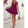 imageSOLY HUX Womens Allover Print Summer Dress Halter Deep V Neck Ruffle Hem Short DressesHotpink Chevron