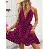 imageSOLY HUX Womens Allover Print Summer Dress Halter Deep V Neck Ruffle Hem Short DressesHotpink Chevron