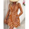imageSOLY HUX Womens Allover Print Summer Dress Halter Deep V Neck Ruffle Hem Short DressesOrange Chevron