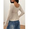 imageSOLY HUX Womens Babydoll Tops Long Sleeve Henley Shirts Cute Square Neck Coquette Peplum TopSolid Apricot
