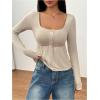 imageSOLY HUX Womens Babydoll Tops Long Sleeve Henley Shirts Cute Square Neck Coquette Peplum TopSolid Apricot