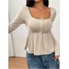 imageSOLY HUX Womens Babydoll Tops Long Sleeve Henley Shirts Cute Square Neck Coquette Peplum TopSolid Apricot
