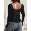 imageSOLY HUX Womens Babydoll Tops Long Sleeve Henley Shirts Cute Square Neck Coquette Peplum TopSolid Black