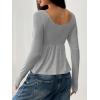 imageSOLY HUX Womens Babydoll Tops Long Sleeve Henley Shirts Cute Square Neck Coquette Peplum TopSolid Grey