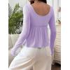 imageSOLY HUX Womens Babydoll Tops Long Sleeve Henley Shirts Cute Square Neck Coquette Peplum TopSolid Purple