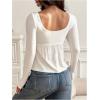 imageSOLY HUX Womens Babydoll Tops Long Sleeve Henley Shirts Cute Square Neck Coquette Peplum TopSolid White