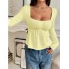 imageSOLY HUX Womens Babydoll Tops Long Sleeve Henley Shirts Cute Square Neck Coquette Peplum TopSolid Yellow