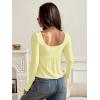 imageSOLY HUX Womens Babydoll Tops Long Sleeve Henley Shirts Cute Square Neck Coquette Peplum TopSolid Yellow