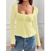 imageSOLY HUX Womens Babydoll Tops Long Sleeve Henley Shirts Cute Square Neck Coquette Peplum TopSolid Yellow