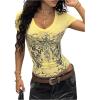 imageSOLY HUX Womens Graphic Tees Y2K Vintage Gothic Tops 2000s Streetwear Shirt Emo Scene Alternative Clothes for WomenButter Yellow Graphic