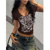 imageSOLY HUX Womens Graphic Tees Y2K Vintage Gothic Tops 2000s Streetwear Shirt Emo Scene Alternative Clothes for WomenCoffee Brown Graphic