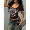 imageSOLY HUX Womens Graphic Tees Y2K Vintage Gothic Tops 2000s Streetwear Shirt Emo Scene Alternative Clothes for WomenCoffee Brown Graphic