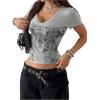 imageSOLY HUX Womens Graphic Tees Y2K Vintage Gothic Tops 2000s Streetwear Shirt Emo Scene Alternative Clothes for WomenGrey Graphic