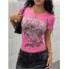 imageSOLY HUX Womens Graphic Tees Y2K Vintage Gothic Tops 2000s Streetwear Shirt Emo Scene Alternative Clothes for WomenHotpink Graphic
