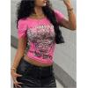imageSOLY HUX Womens Graphic Tees Y2K Vintage Gothic Tops 2000s Streetwear Shirt Emo Scene Alternative Clothes for WomenHotpink Graphic