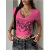 imageSOLY HUX Womens Graphic Tees Y2K Vintage Gothic Tops 2000s Streetwear Shirt Emo Scene Alternative Clothes for WomenHotpink Graphic Print