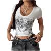 imageSOLY HUX Womens Graphic Tees Y2K Vintage Gothic Tops 2000s Streetwear Shirt Emo Scene Alternative Clothes for WomenWhite Graphic