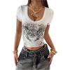 imageSOLY HUX Womens Graphic Tees Y2K Vintage Gothic Tops 2000s Streetwear Shirt Emo Scene Alternative Clothes for WomenWhite Graphic