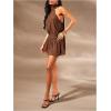 imageSOLY HUX Womens Leopard Print Halter Tie Side Flowy Dress Summer Party Club Night Out Mini DressPure Brown