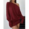 imageSOLY HUX Womens Long Sleeve Off The Shoulder Dress Y2k Mini Dress Streetwear Music Festival OutfitsPlain Burgundy