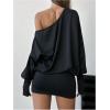 imageSOLY HUX Womens Long Sleeve Off The Shoulder Dress Y2k Mini Dress Streetwear Music Festival OutfitsSolid Black