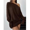 imageSOLY HUX Womens Long Sleeve Off The Shoulder Dress Y2k Mini Dress Streetwear Music Festival OutfitsSolid Brown
