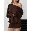 imageSOLY HUX Womens Long Sleeve Off The Shoulder Dress Y2k Mini Dress Streetwear Music Festival OutfitsSolid Brown