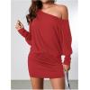 imageSOLY HUX Womens Long Sleeve Off The Shoulder Dress Y2k Mini Dress Streetwear Music Festival OutfitsSolid Burgundy