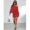 imageSOLY HUX Womens Long Sleeve Off The Shoulder Dress Y2k Mini Dress Streetwear Music Festival OutfitsSolid Burgundy