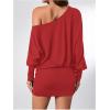 imageSOLY HUX Womens Long Sleeve Off The Shoulder Dress Y2k Mini Dress Streetwear Music Festival OutfitsSolid Burgundy