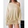 imageSOLY HUX Womens Long Sleeve Off The Shoulder Dress Y2k Mini Dress Streetwear Music Festival OutfitsSolid Khaki