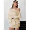imageSOLY HUX Womens Long Sleeve Off The Shoulder Dress Y2k Mini Dress Streetwear Music Festival OutfitsSolid Khaki