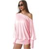 imageSOLY HUX Womens Long Sleeve Off The Shoulder Dress Y2k Mini Dress Streetwear Music Festival OutfitsSolid Pink