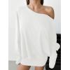 imageSOLY HUX Womens Long Sleeve Off The Shoulder Dress Y2k Mini Dress Streetwear Music Festival OutfitsSolid White