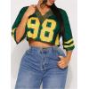 imageSOLY HUX Womens Number Graphic Tees Lace V Neck Half Sleeve Crop Tops Jersey Shirt Y2k StreetwearGreen Number