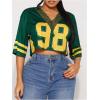 imageSOLY HUX Womens Number Graphic Tees Lace V Neck Half Sleeve Crop Tops Jersey Shirt Y2k StreetwearGreen Number