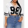 imageSOLY HUX Womens Number Graphic Tees Lace V Neck Half Sleeve Crop Tops Jersey Shirt Y2k StreetwearWhite Number