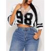 imageSOLY HUX Womens Number Graphic Tees Lace V Neck Half Sleeve Crop Tops Jersey Shirt Y2k StreetwearWhite Number