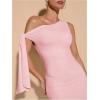 imageSOLY HUX Womens Off The Shoudler Bodycon Maxi Dress Asymmetrical Neck Bow Tie Cocktail Party Long DressesCoral Pink