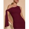 imageSOLY HUX Womens Off The Shoudler Bodycon Maxi Dress Asymmetrical Neck Bow Tie Cocktail Party Long DressesSolid Burgundy
