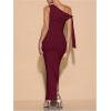 imageSOLY HUX Womens Off The Shoudler Bodycon Maxi Dress Asymmetrical Neck Bow Tie Cocktail Party Long DressesSolid Burgundy