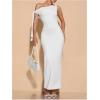 imageSOLY HUX Womens Off The Shoudler Bodycon Maxi Dress Asymmetrical Neck Bow Tie Cocktail Party Long DressesSolid White