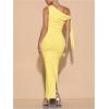 imageSOLY HUX Womens Off The Shoudler Bodycon Maxi Dress Asymmetrical Neck Bow Tie Cocktail Party Long DressesSolid Yellow