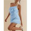 imageSOLY HUX Womens One Shoulder Ruffle Mesh Mini Dress Layered Backless Vacation Party SundressesLight Blue