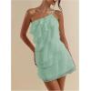 imageSOLY HUX Womens One Shoulder Ruffle Mesh Mini Dress Layered Backless Vacation Party SundressesLight Green