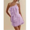 imageSOLY HUX Womens One Shoulder Ruffle Mesh Mini Dress Layered Backless Vacation Party SundressesMauve Purple