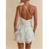 imageSOLY HUX Womens One Shoulder Ruffle Mesh Mini Dress Layered Backless Vacation Party SundressesPlain Beige